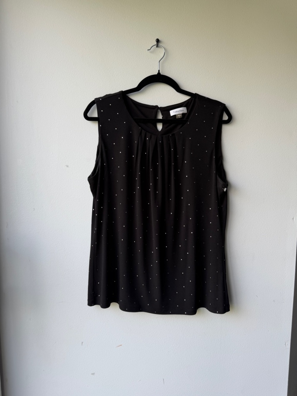 Calvin Klein Black (shell) silver gems sleeveless Blouse, size XL - Picture 6 of 7